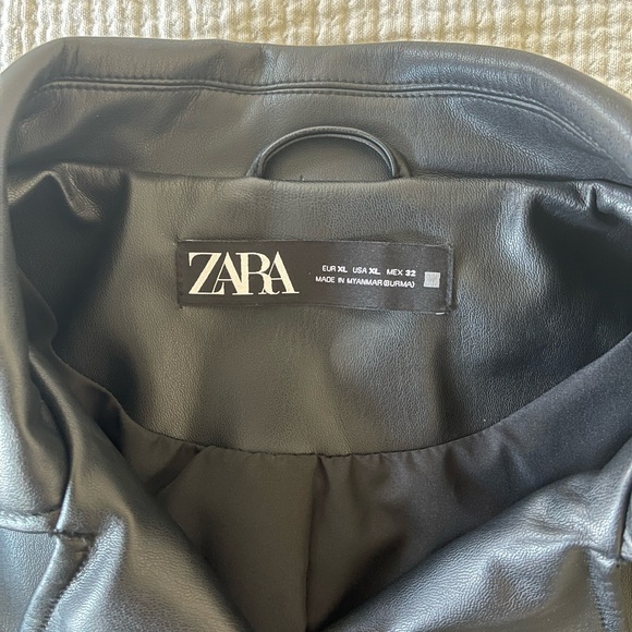 Zara Black Faux Leather Jacket - Picture 3 of 6